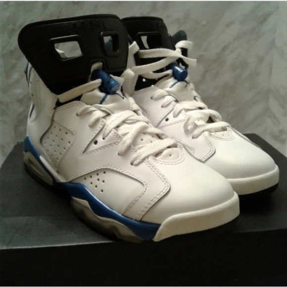 NIKE AIR JORDAN VI 6 RETRO BG WHITE SPORT BLUE 5Y women's size 6.5 shoes sneaker - Picture 9 of 10